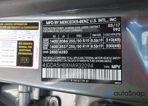 2017 Mercedes-Benz Gle 350 4Matic from USA, damaged, VIN 4JGDA5HBXHA932094